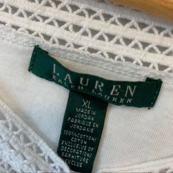 Ralph Lauren white cotton blouse boat neckline XL Size - Picture 8 of 9